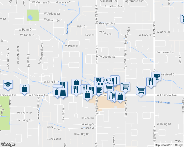 map of restaurants, bars, coffee shops, grocery stores, and more near 10673 West Halstead Lane in Boise