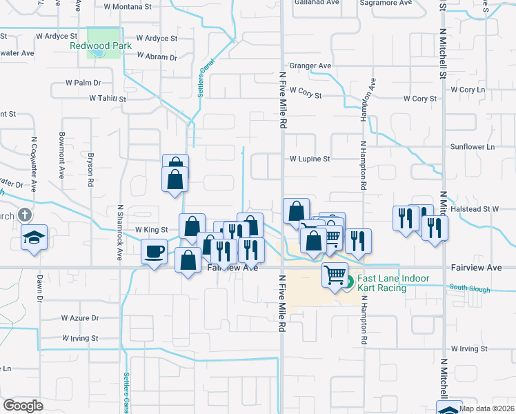 map of restaurants, bars, coffee shops, grocery stores, and more near 10733 West Halstead Lane in Boise