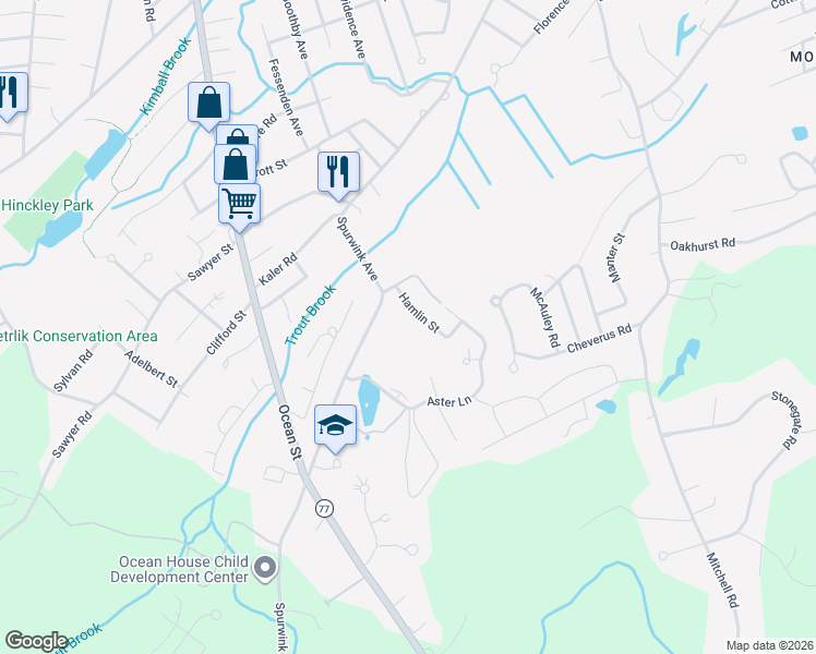map of restaurants, bars, coffee shops, grocery stores, and more near 5 Hamlin Street in Cape Elizabeth