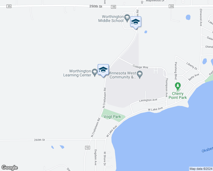 map of restaurants, bars, coffee shops, grocery stores, and more near 825 North Crailsheim Road in Worthington