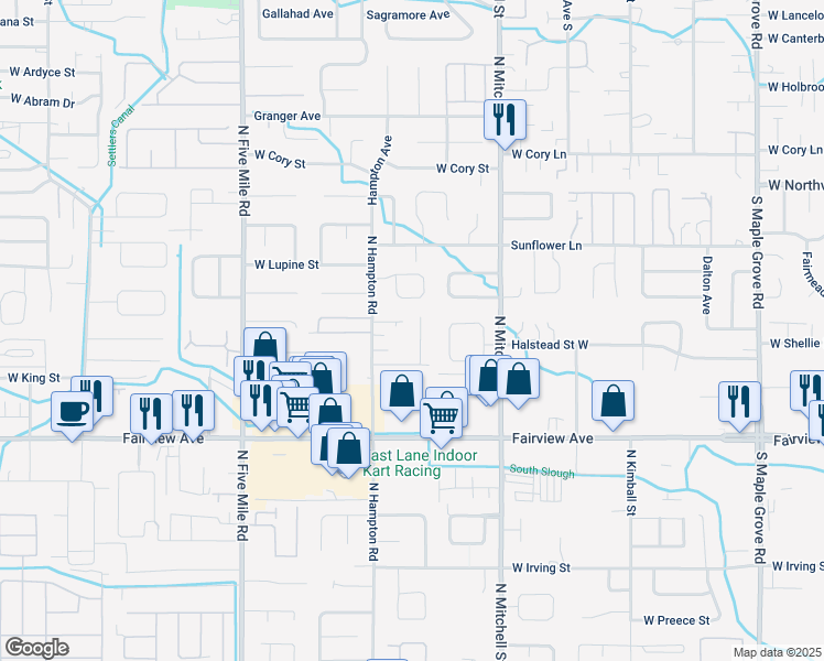 map of restaurants, bars, coffee shops, grocery stores, and more near 10019 West Landmark Street in Boise