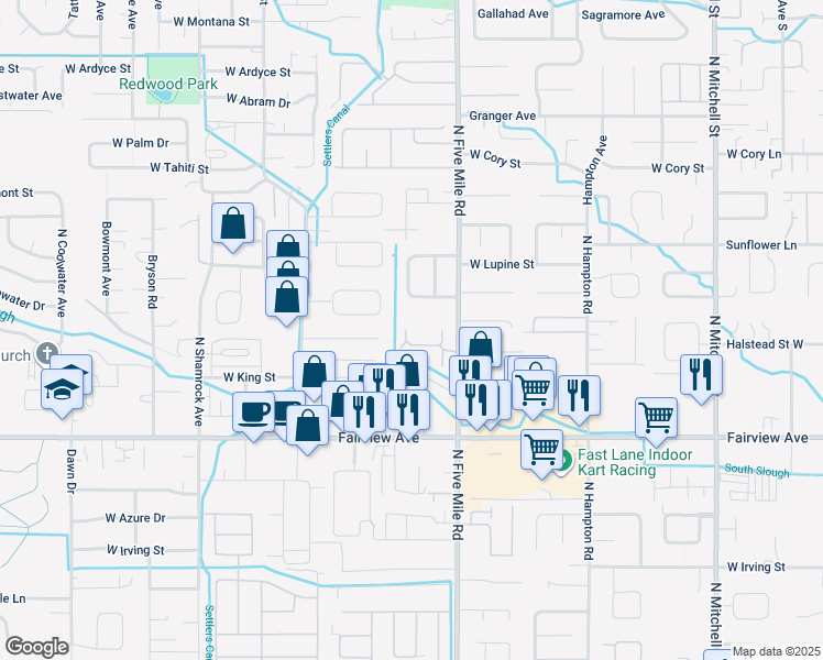 map of restaurants, bars, coffee shops, grocery stores, and more near 2049 North Charitan Drive in Boise