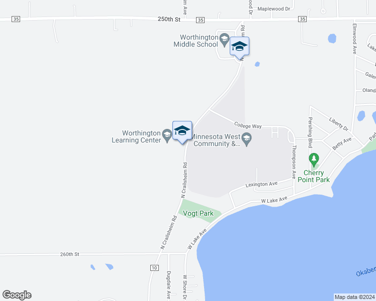 map of restaurants, bars, coffee shops, grocery stores, and more near 825 North Crailsheim Road in Worthington