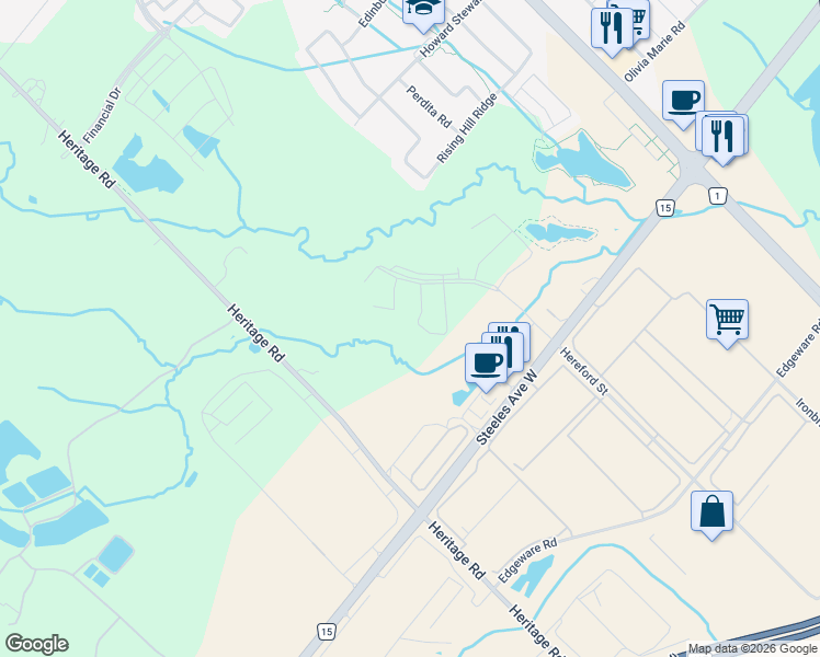 map of restaurants, bars, coffee shops, grocery stores, and more near in Brampton