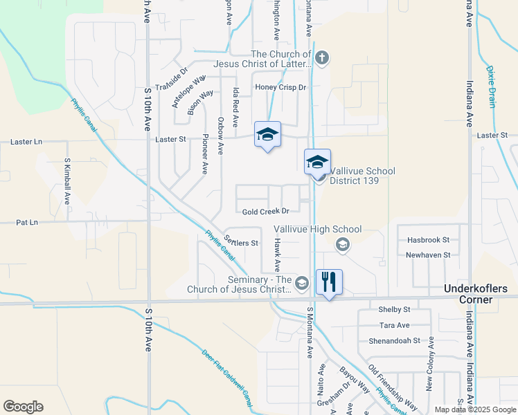 map of restaurants, bars, coffee shops, grocery stores, and more near 1013 Gold Creek Drive in Caldwell