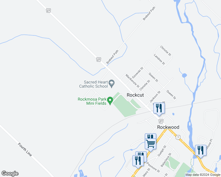 map of restaurants, bars, coffee shops, grocery stores, and more near 5146 Wellington 27 in Rockwood