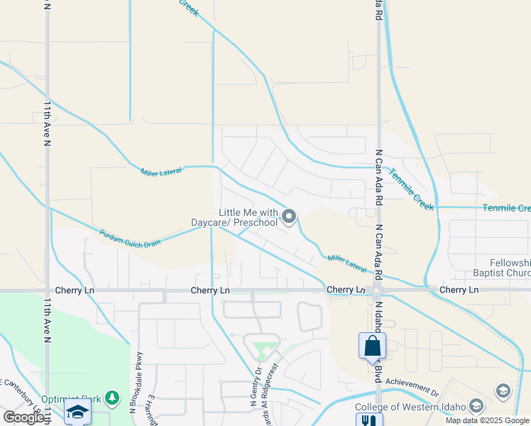 map of restaurants, bars, coffee shops, grocery stores, and more near 17217 North Collins Court in Nampa
