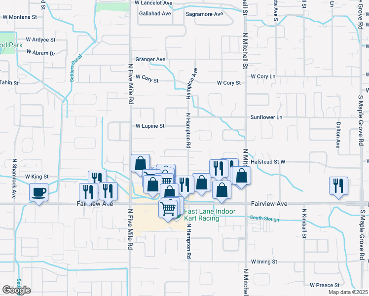 map of restaurants, bars, coffee shops, grocery stores, and more near 1951 North Hampton Road in Boise