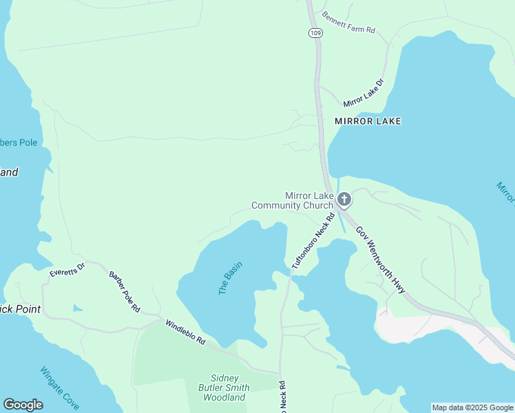 map of restaurants, bars, coffee shops, grocery stores, and more near Basin Road in Tuftonboro