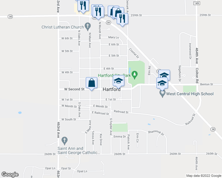 map of restaurants, bars, coffee shops, grocery stores, and more near 300 East 2nd Street in Hartford