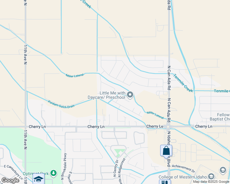 map of restaurants, bars, coffee shops, grocery stores, and more near 17252 N. Glen Canyon Way in Nampa