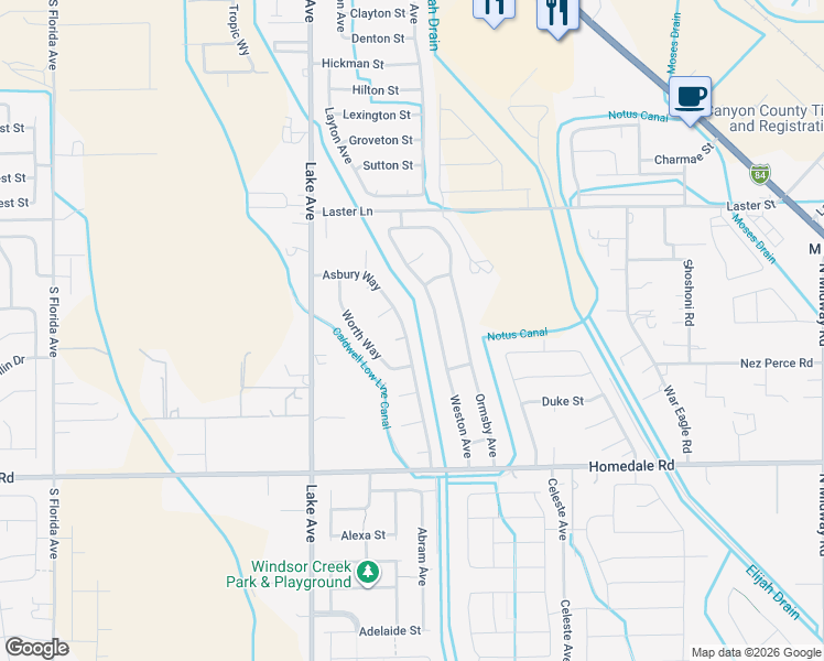 map of restaurants, bars, coffee shops, grocery stores, and more near 5221 Asbury Way in Caldwell
