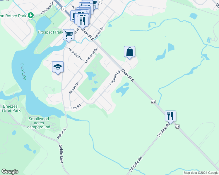 map of restaurants, bars, coffee shops, grocery stores, and more near 66 Kingham Road in Acton