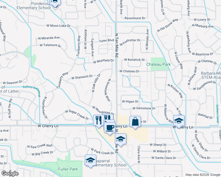 map of restaurants, bars, coffee shops, grocery stores, and more near 3262 West Hatch Court in Meridian