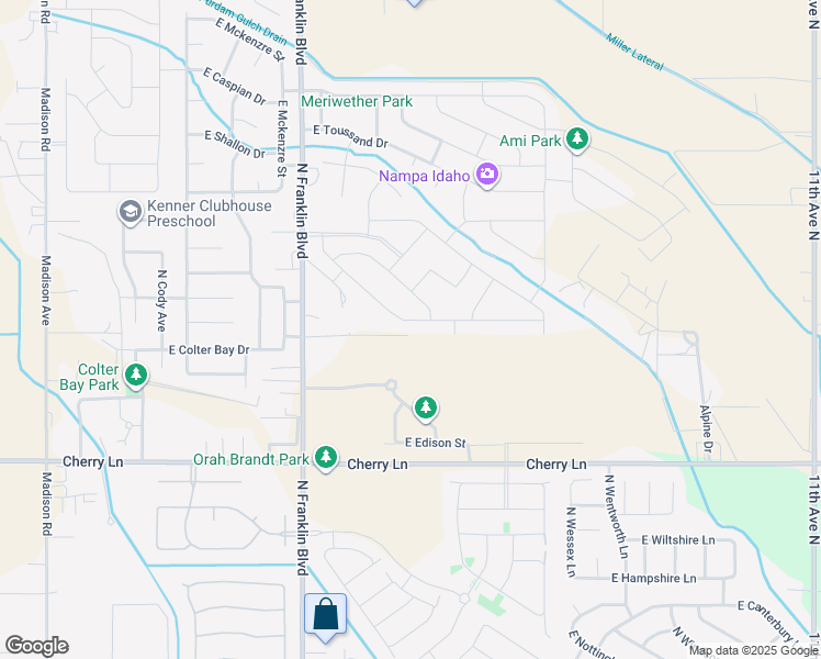map of restaurants, bars, coffee shops, grocery stores, and more near 17406 Franklin Rd in Nampa