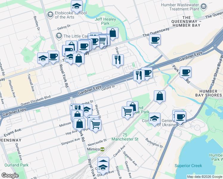 map of restaurants, bars, coffee shops, grocery stores, and more near 89 Milton Street in Toronto