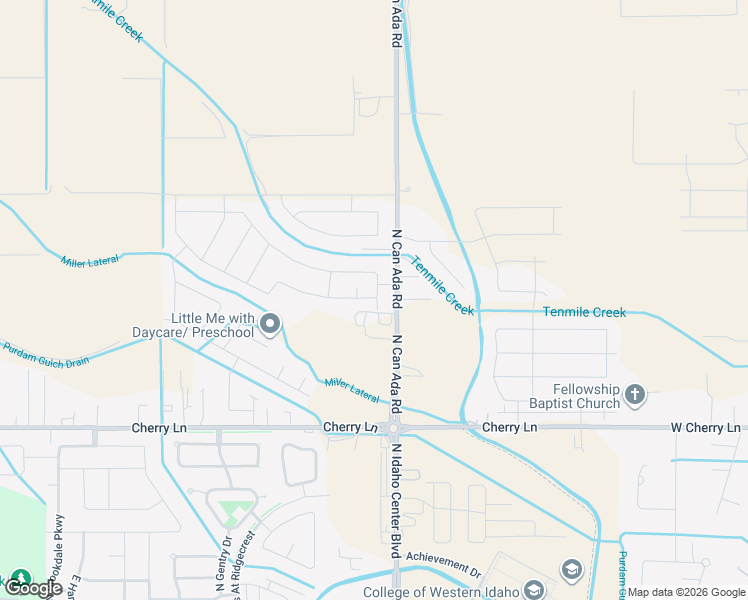 map of restaurants, bars, coffee shops, grocery stores, and more near 17245 Can-Ada Road in Nampa