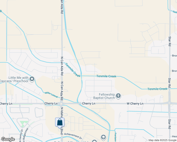 map of restaurants, bars, coffee shops, grocery stores, and more near 17390 North Can-Ada Road in Nampa