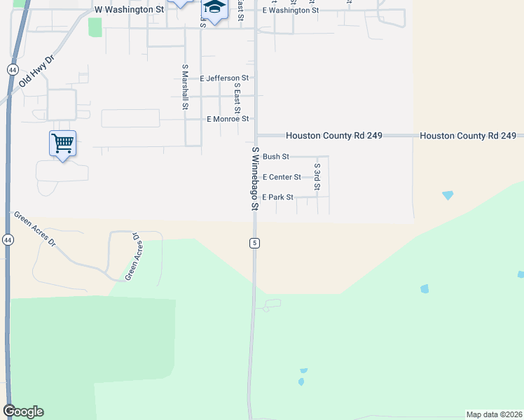 map of restaurants, bars, coffee shops, grocery stores, and more near 608 East Park Street in Caledonia