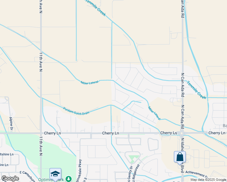 map of restaurants, bars, coffee shops, grocery stores, and more near 17293 North Yuma Way in Nampa
