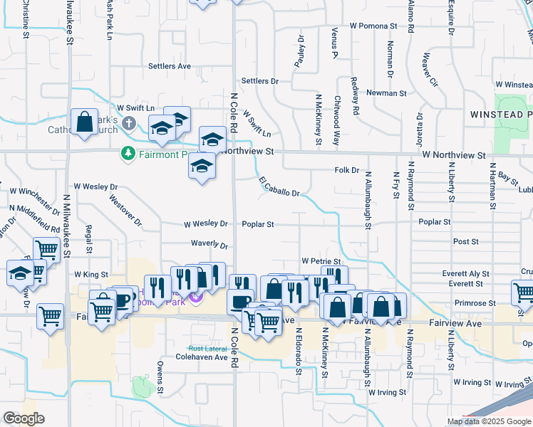map of restaurants, bars, coffee shops, grocery stores, and more near 7171 El Caballo Drive in Boise
