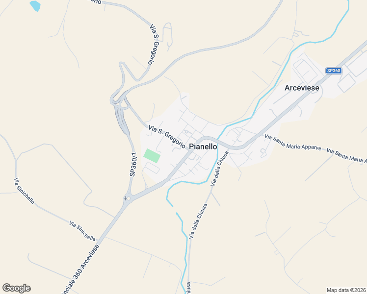 map of restaurants, bars, coffee shops, grocery stores, and more near 25 Via San Gregorio in Pianello di Ostra