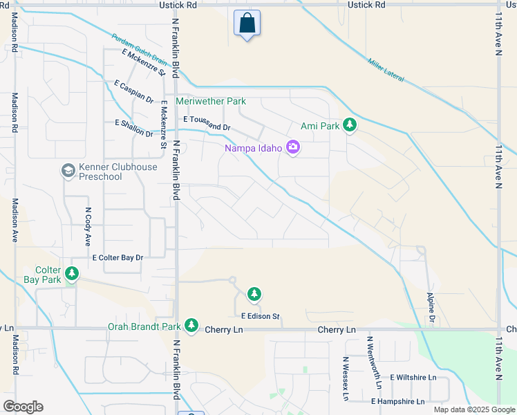 map of restaurants, bars, coffee shops, grocery stores, and more near 17449 North Franklin Boulevard in Nampa