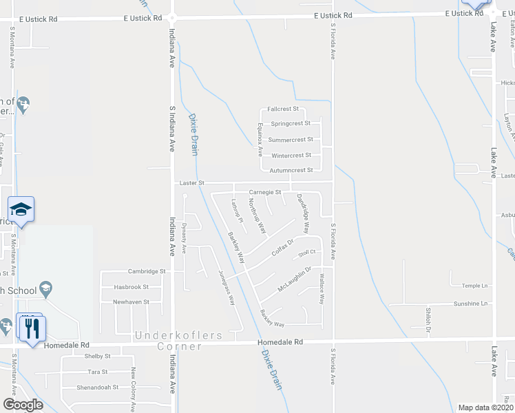 map of restaurants, bars, coffee shops, grocery stores, and more near 5009 Northrup Way in Caldwell