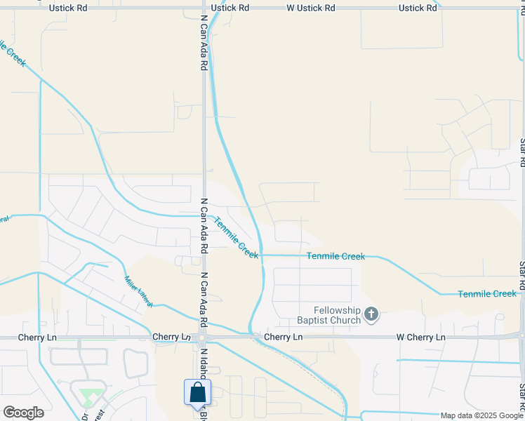 map of restaurants, bars, coffee shops, grocery stores, and more near 17390 North Can-Ada Road in Nampa