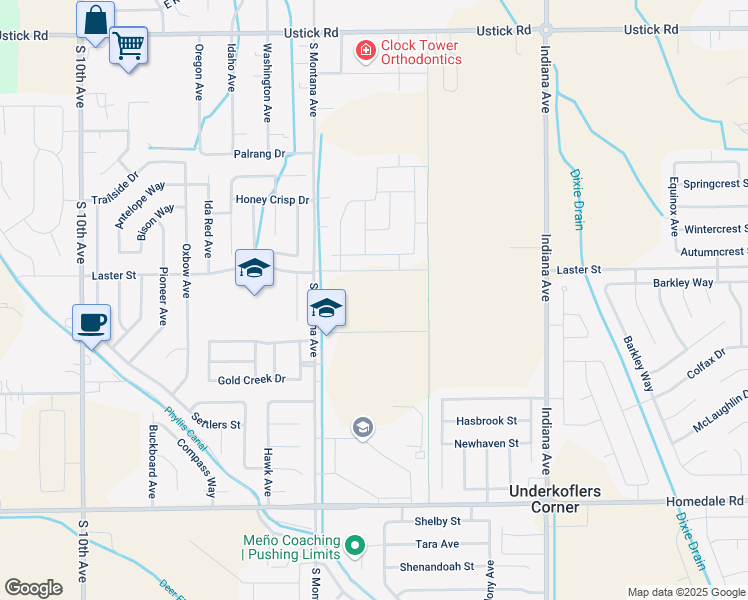 map of restaurants, bars, coffee shops, grocery stores, and more near 5021 South Montana Avenue in Caldwell