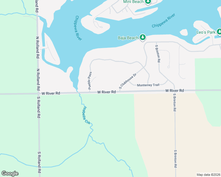 map of restaurants, bars, coffee shops, grocery stores, and more near 8534 West River Road in Lake Isabella