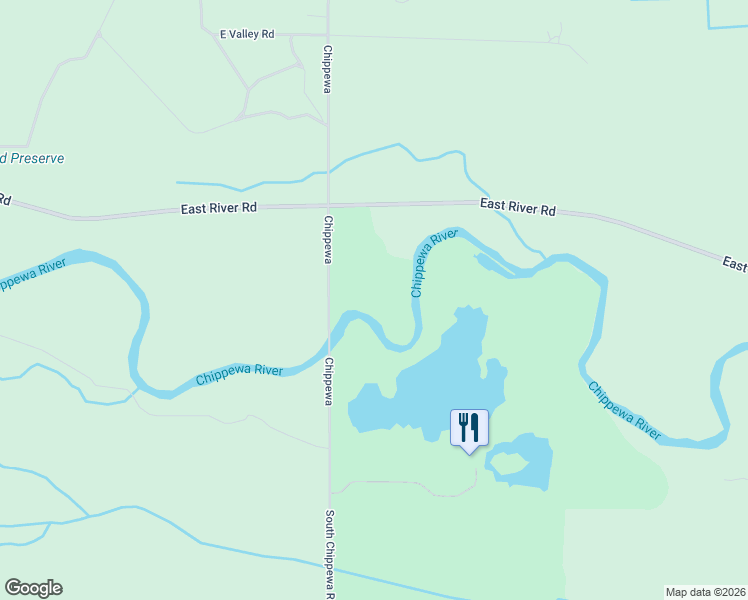 map of restaurants, bars, coffee shops, grocery stores, and more near 973-1299 South Chippewa Road in Mount Pleasant