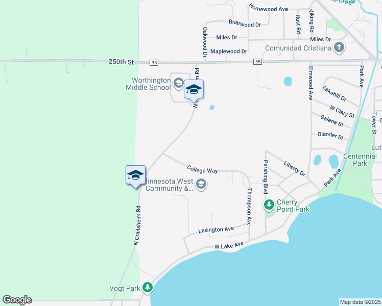 map of restaurants, bars, coffee shops, grocery stores, and more near 1150 North Crailsheim Road in Worthington