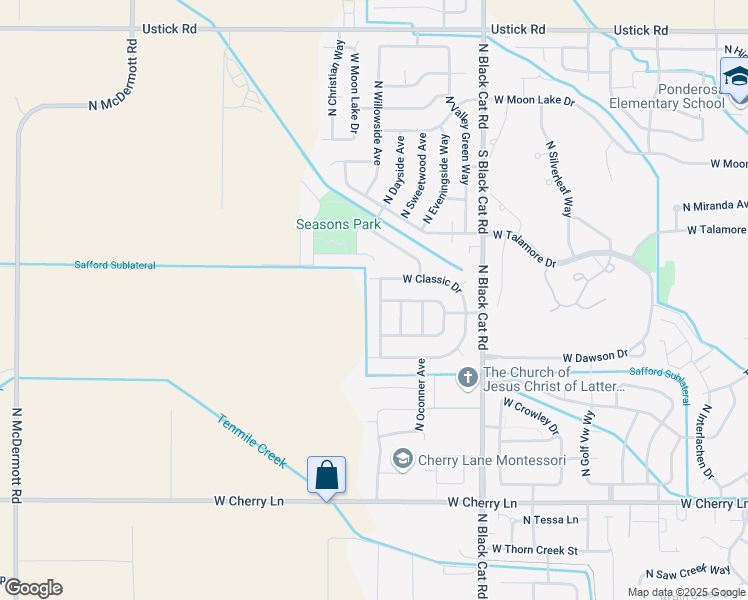map of restaurants, bars, coffee shops, grocery stores, and more near 2289 North Montgomery Avenue in Meridian