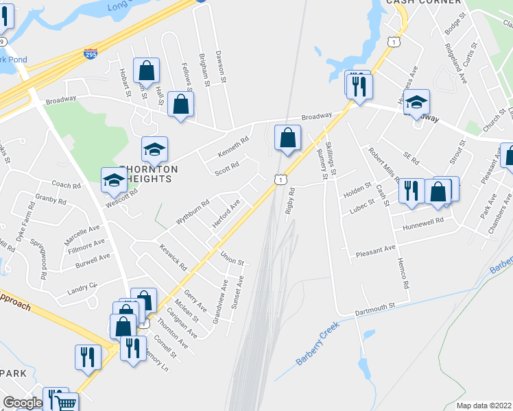 map of restaurants, bars, coffee shops, grocery stores, and more near 449 Main Street in South Portland