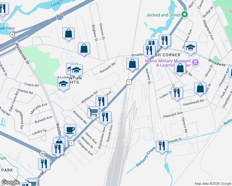 map of restaurants, bars, coffee shops, grocery stores, and more near 462 U.S. 1 in Scarborough
