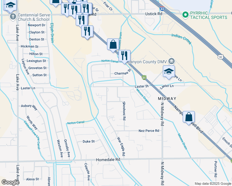 map of restaurants, bars, coffee shops, grocery stores, and more near 4916 Sir James Avenue in Caldwell