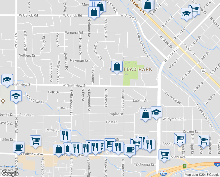 map of restaurants, bars, coffee shops, grocery stores, and more near 6317 West Northview Street in Boise