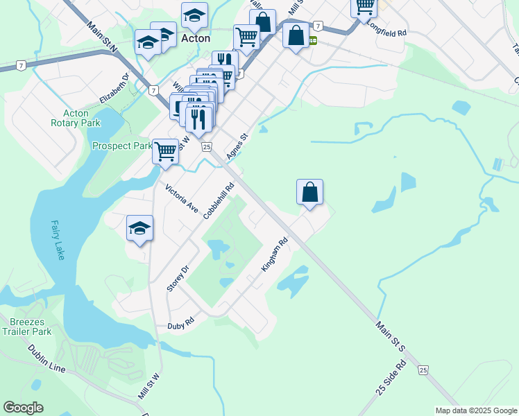 map of restaurants, bars, coffee shops, grocery stores, and more near 10 Adams Court in Acton