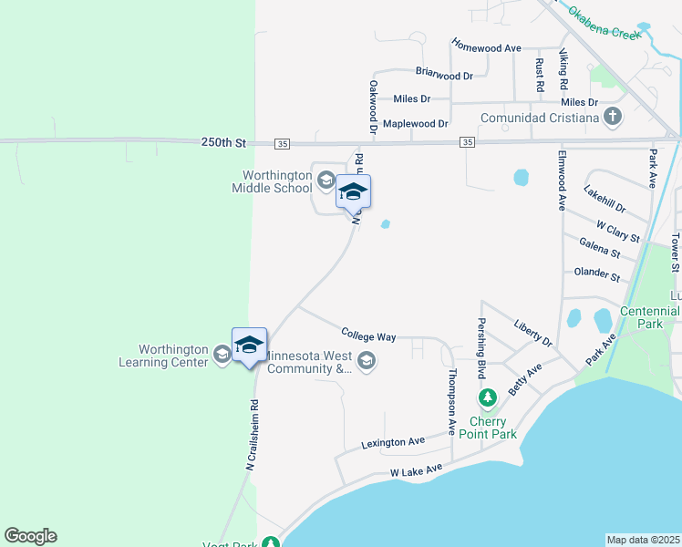 map of restaurants, bars, coffee shops, grocery stores, and more near 1150 North Crailsheim Road in Worthington
