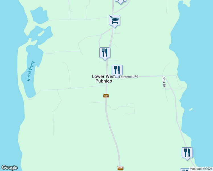 map of restaurants, bars, coffee shops, grocery stores, and more near 1766 Nova Scotia 335 in Middle West Pubnico