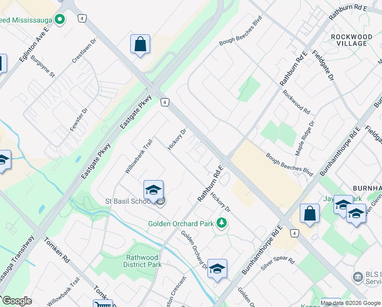 map of restaurants, bars, coffee shops, grocery stores, and more near 4222 Dixie Road in Mississauga