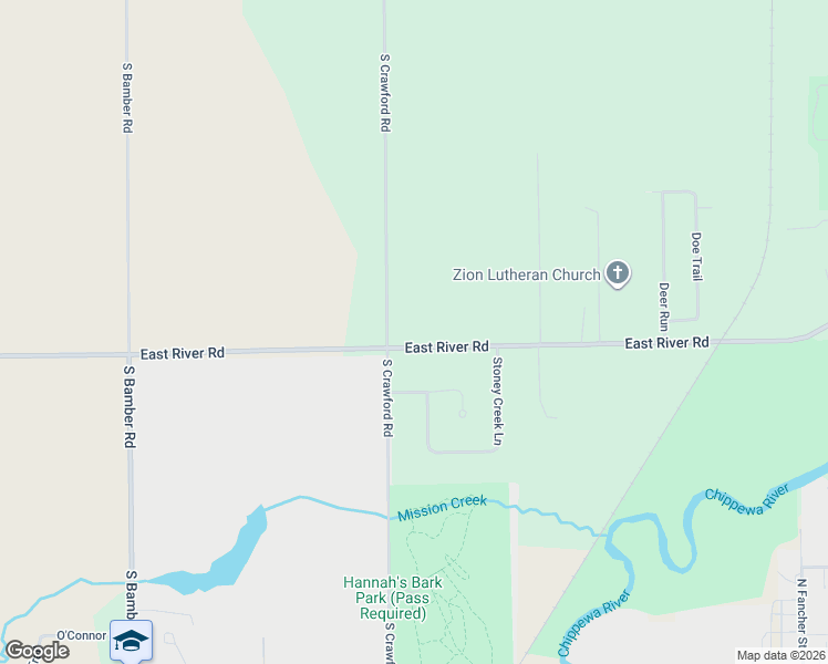 map of restaurants, bars, coffee shops, grocery stores, and more near 3000-3216 E River Rd in Mt Pleasant