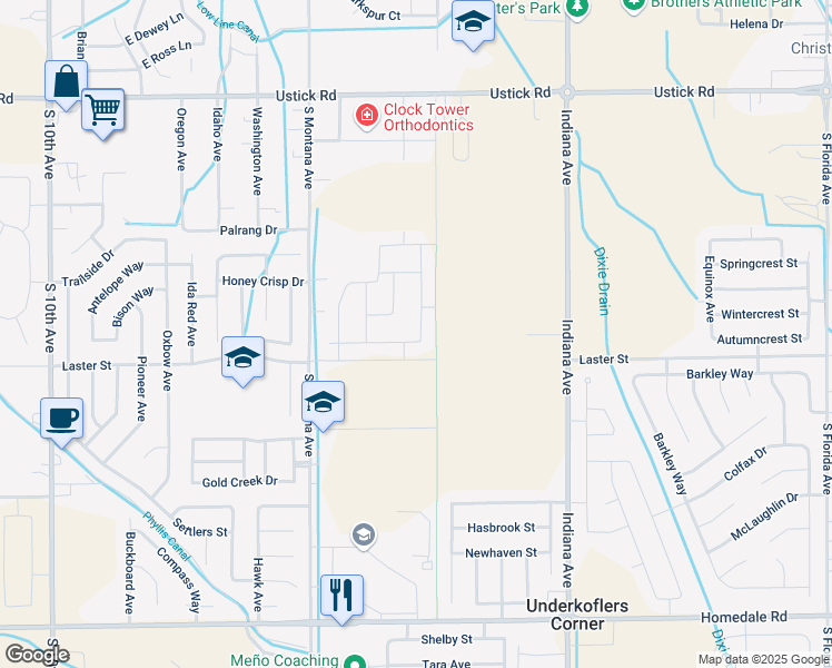 map of restaurants, bars, coffee shops, grocery stores, and more near 5021 South Montana Avenue in Caldwell