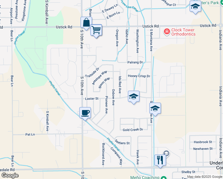 map of restaurants, bars, coffee shops, grocery stores, and more near 4710 Oxbow Avenue in Caldwell