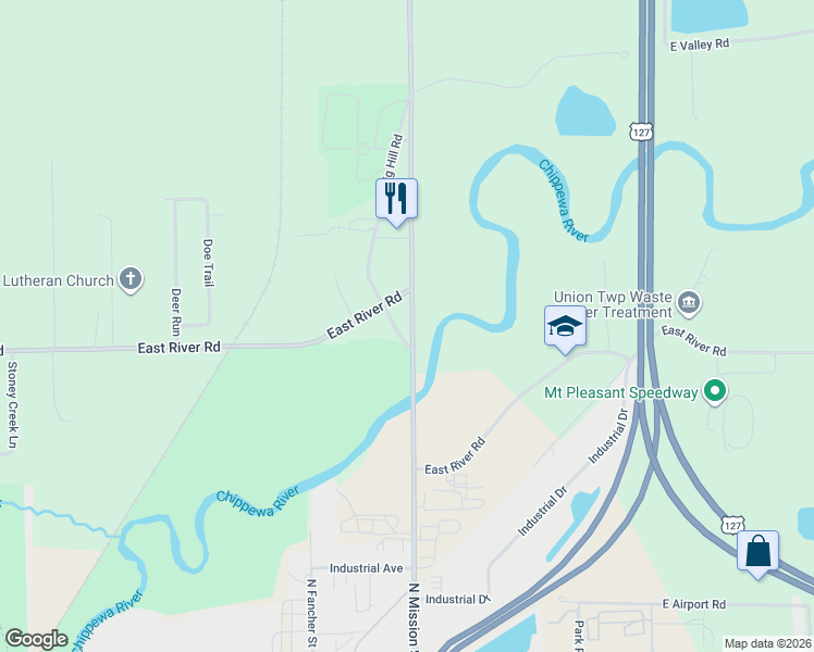 map of restaurants, bars, coffee shops, grocery stores, and more near 1033 South Mission Road in Mount Pleasant