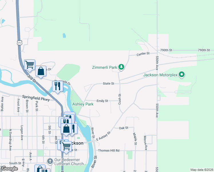 map of restaurants, bars, coffee shops, grocery stores, and more near 253 State Street in Jackson