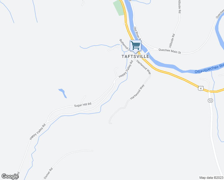 map of restaurants, bars, coffee shops, grocery stores, and more near 36 Happy Valley Road in Woodstock