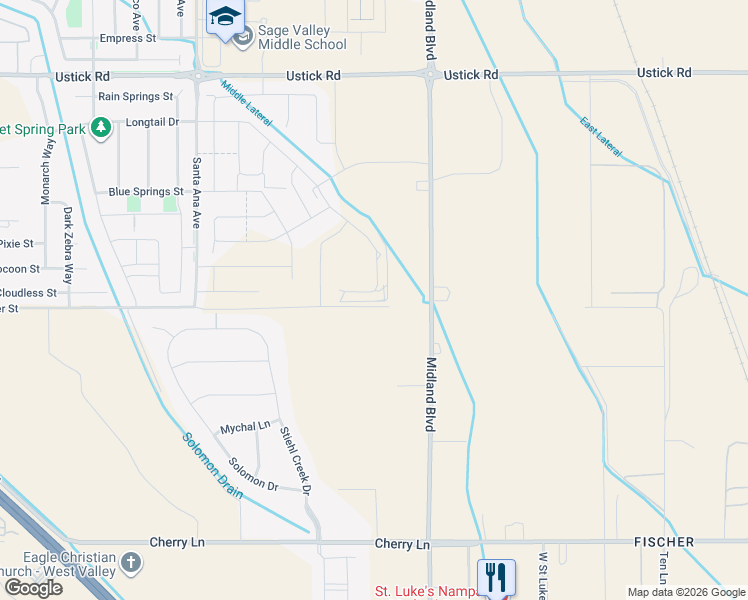 map of restaurants, bars, coffee shops, grocery stores, and more near 17507 Midland Boulevard in Nampa