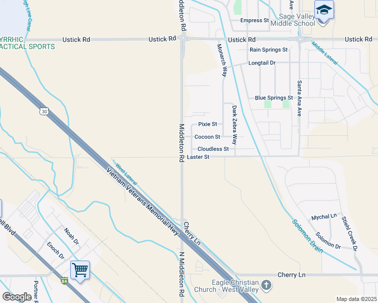 map of restaurants, bars, coffee shops, grocery stores, and more near 17515 Silk Avenue in Nampa